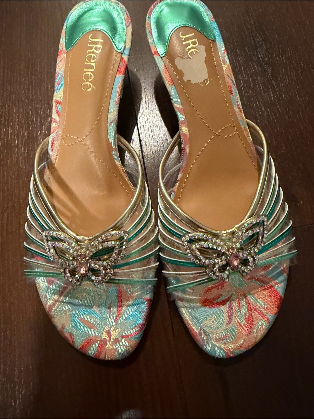 J. Renee Rise Floral Brocade Rhinestone
Butterfly Slide Sandals 8.5W